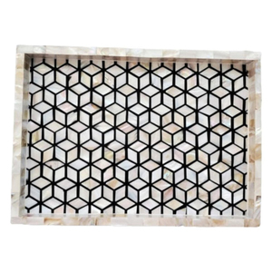 Bandeja de servir vintage de madera con perlas talladas a mano, estilo marroquí, rectangular, decorativa, para la decoración de la mesa del comedor del hogar. - Product Image 6