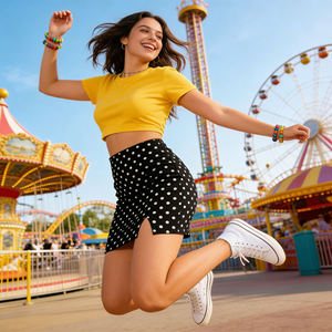 Minifalda de lunares con dobladillo fruncido y corte ajustado Temu 2026, ideal para uso diario y salidas nocturnas para mujer - ¡Gran oferta! - Product Image 5