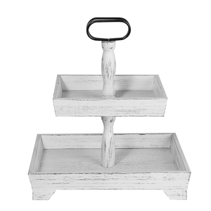 Support de plateau à plusieurs niveaux en bois rectangulaire de ferme moderne Plateaux de cuisine rustiques Présentoir de table à manger de comptoir Organisateur de décoration intérieure - Product Image 6