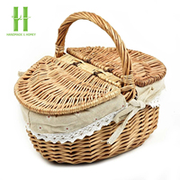 Meilleures ventes en gros HNH CRAFT Paniers de rangement empilables modernes en rotin tressé à la main, écologiques, avec couvercle, poignée et doublure lavable, Vietnam