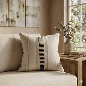 Poly cotton <b>Cushion</b> 18x18 inch <b>Striped</b> Poly Cotton Throw Pillow Square Washable Minimalist Decorative <b>Cushion</b> Envelope Closure - Product Image 3