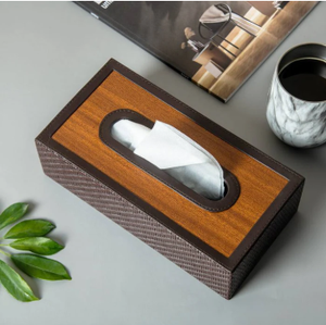 Luxury Brown Leather Tissue <b>Box</b> <b>with</b> Gold Metal <b>Lid</b> <b>Decorative</b> Rectangle Napkin Holder <b>with</b> Horsebit Buckle for Home Hotel - Product Image 4