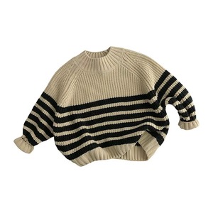Pull pour garçon, nouvelle arrivée, automne, rayé, en acrylique, tricoté, décontracté, jacquard, col rond, motifs en patchwork, cardigan pour bébé garçon - Product Image 4