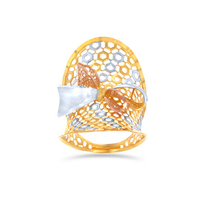 Luxury Gold, Rose Gold & <b>Silver</b> Tone Honeycomb Butterfly Statement <b>Ring</b> for Women Designer <b>Adjustable</b> Wide Band Fashion <b>Ring</b> - Product Image 1