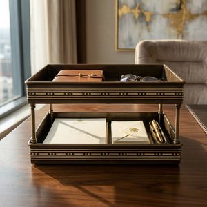 Handmade 32 cm Brass <b>Letter</b> <b>Tray</b> Antique Raised Rekha Repousse Ridge for Home Decor Hotels and Weddings - Product Image 2