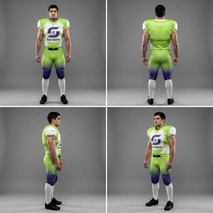 Ensemble d'uniformes de football américain personnalisés, maillot à manches courtes col en V, pantalon en polyester/coton, kit d'équipe imprimé, entraînement, match, élastique - Product Image 2