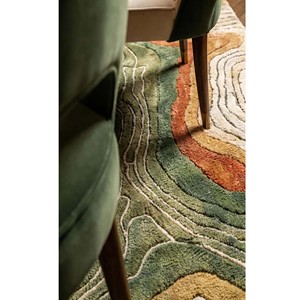 Tapis topographique abstrait moderne vert et marron, tapis de luxe tufté à la main, tapis design pour salon, chambre, bureau, décoration intérieure - Product Image 3