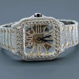 Elegante Reloj de Hombre con Diseño de Esqueleto, Cuadrado, de Acero Inoxidable, Estilo Antiguo, Movimiento de Cuarzo, para Fiestas, Exclusivo, de Diseñador - Product Image 1