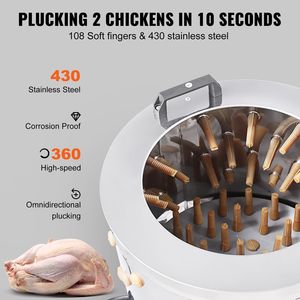 Spiumatrice per Polli a Tamburo in Acciaio Inossidabile da 20 Pollici con 108 Dita Morbide per Uso Agricolo - Product Image 4