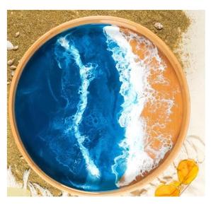 Juego de 2 bandejas de madera para decoración de mesa, estilo de lujo, para servir comida, aperitivos y pasteles, ¡en oferta! - Product Image 2