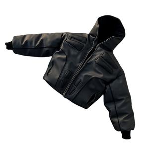 ผู้ผลิตเสื้อผ้า แจ็คเก็ตฤดูหนาวบุหนาสำหรับผู้ชาย แฟชั่นหนังคุณภาพสูง ซิปแบบมีหน้ากากยางโฟม - Product Image 1