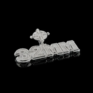 Colgante de Lujo con Diseño de Letra Personalizada, Estilo Hip Hop, Chapado en Rodio sobre Plata de Ley 925, con Diamantes de Moissanita VVS - Product Image 3