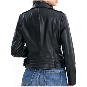 Veste en cuir véritable de luxe pour femme, hiver 2026, noire, grande taille, courte, en similicuir PU, vêtement d'extérieur personnalisé - Product Image 2