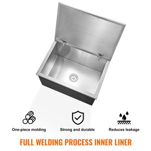 Frigorifero Commerciale in Acciaio Inox 28"L X 20"W X 17"H, Contenitore Refrigerante da 40 qt per Cucina Esterna con Coperchio a Cerniera - Product Image 4