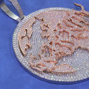 Collar de Lujo con Colgante de Mapa del Mundo en Plata 925 con Diamantes Cultivados en Laboratorio para Hombre - Product Image 4