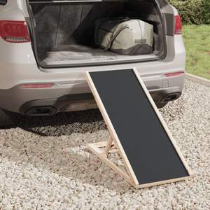 Rampe pour chien en bois de sapin massif avec polyester 39,4 x 15,7 pouces Gris Lits et accessoires pour animaux de compagnie - Product Image 3