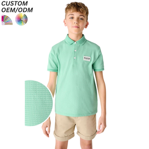 Chemises polo pour garçons en bas âge, manches courtes, tricotées en polyester/coton, rayées, décontractées, respirantes, écologiques, séchage rapide - Product Image 1