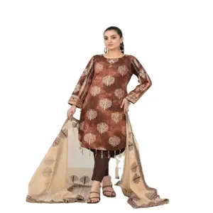 Женские костюмы 3 предмета газон с золотым столом Tawakkal Volume CIANA, летняя коллекция пакистанских дизайнеров