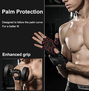 Gants d'entraînement avec bandes de maintien pour les poignets, demi-doigts, fermeture à lacets, légers, pour hommes et femmes, pour la musculation, le cyclisme, la gym, le fitness, le cross-training - Product Image 3