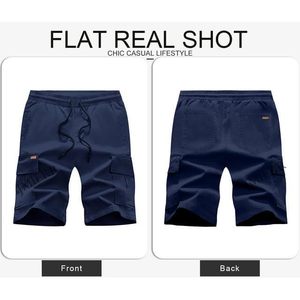 Pantalones deportivos informales para hombre 2025, pantalones cortos Cargo de pana, cómodos de algodón y poliéster, decoración con logotipo hasta la rodilla, teñido liso - Product Image 3