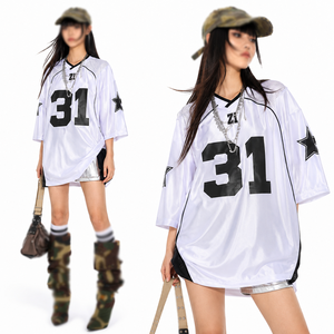 Maillot de football américain vintage surdimensionné pour femmes grandes tailles, streetwear pour le jour du match, vêtements personnalisés, fournisseur OEM ODM - Product Image 4