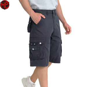 Shorts cargo pour hommes, unis, longueur genou, décontractés, utilitaires, taille élastique, pour l'extérieur, été - Product Image 4
