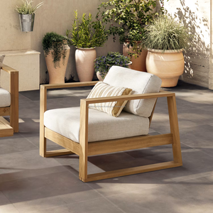 Contemporary <b>Outdoor</b> <b>Sofa</b> Set 2 Seater Weather Resistant Garden Furniture Beige Cushions Solid Wood Frame Non-Foldable ARDENA - Product Image 2