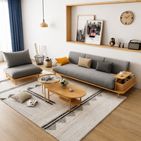 Japon Minimalist Tik Ağacı Modüler Kanepe Takımı Çevre Dostu Modern Oturma Odası Mobilyası Daire Villa Otel İçin