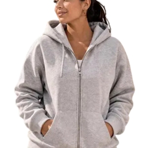 Women's White Hooded <b>Zipper</b> Sweatshirt Polyester Knitted Fabric Long Sleeve Solid Color Winter Casual Wear 200g Fabric Weight - Product Image 1