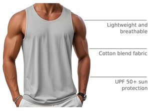 Men's Solid Color Knitted Tank Top Cotton Rayon Polyester Blend Breathable Lightweight O-Neck Casual Sleeveless <b>Vest</b> Plus Size - Product Image 6