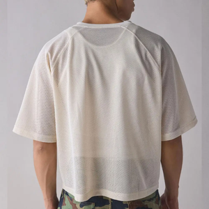 เสื้อเจอร์ซีย์ทรงบ็อกซี่สำหรับผู้ชาย สไตล์วินเทจ สตรีทแวร์ พิมพ์ลายเรโทร ผ้าตาข่ายระบายอากาศ ไซส์พลัส สำหรับฤดูร้อน ผ้าฝ้ายฟอกทรงบ็อกซี่ สกรีนโลโก้ได้ - Product Image 2