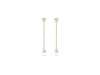 Pendientes de Cadena con Diamantes Redondos Brillantes Cultivados en Laboratorio, Oro Sólido de 14K y 18K, Elegantes Pendientes de Boda, Joyería Fina