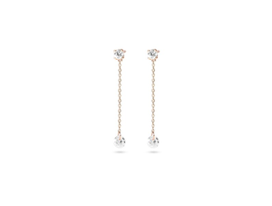 Round Brilliant Lab Grown <b>Diamond</b> <b>Dangle</b> Drop Chain Stud <b>Earrings</b> 14K 18K Solid Gold Elegant Wedding Drop <b>Earring</b> Fine Jewelry - Product Image 3