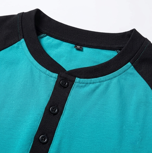 Men's Casual Raglan Sleeve Stand <b>Collar</b> <b>T</b>-<b>Shirt</b> Solid Color Block Slim Fit Knitted Short Sleeve Top - Product Image 6