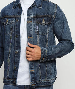 Men's Solid <b>Denim</b> <b>Jacket</b> With Brown Collar Button Front Regular Fit Stonewashed Casual Style Autumn Wear - Product Image 5