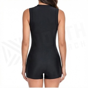 Women's Black One-Piece Bodysuit With Front Zipper <b>Tummy</b> <b>Control</b> Shapewear Shorts Style Seamless Fit - Product Image 4
