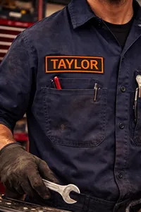 Taylor Name <b>Patch</b> Embroidered <b>Sew</b>-<b>On</b> Rectangle Denim Fabric <b>Patch</b> for Workwear Uniforms - Product Image 1