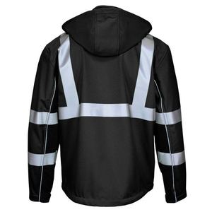 Veste d'hiver à capuche en toile haute visibilité, chaude, épaisse, réfléchissante, pour travaux de construction, avec fermeture éclair sur le devant - Product Image 3