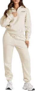 Women's Two-Piece Reversible Athletic Tracksuit Set High-Stretch 100% Cotton <b>Hip</b>-Hop Activewear Eco-Friendly Fleece Lining <b>for</b> - Product Image 2
