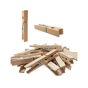 Pinces à linge écologiques en bois avec ressort métallique, pinces à linge en vrac pour le séchage du linge en extérieur - Product Image 2