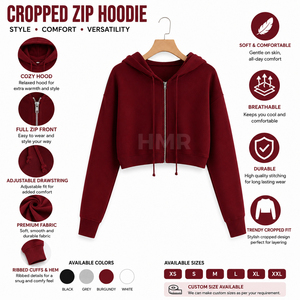 เสื้อฮู้ดครอป HMR Sorority Sisterhood สีพื้น แขนยาว ซิปหน้า เหมาะสำหรับใส่ในฤดูใบไม้ร่วง - Product Image 6