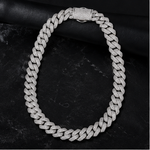 Collier chaîne maille cubaine Miami 18 mm en argent 925 et moissanite, style hip-hop, personnalisé, pour rappeurs, à porter au quotidien - Product Image 5