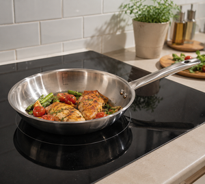 Commercial Stainless Steel Skillet Long Handle Healthy Non Coated Cooking Pan for Home Kitchen Catering Supplier - Product Image 1