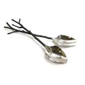 Premium Decorative Metal Salad Server Spoon Fork for Elegant Buffet Serving Presentation - Product Image 5