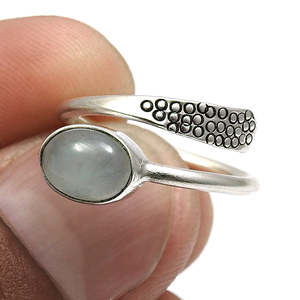Oval Cut Faceted Moon Stone Gemstone <b>Ring</b> Crafted From 925 <b>Sterling</b> <b>Silver</b> <b>Adjustable</b> Bohemian Jewelry For Wedding Or Party - Product Image 2