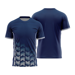 Custom Sublimated <b>Soccer</b> Jersey Men Navy Blue Geometric Pattern Crew Neck Short Sleeve Moisture Wicking Regular Fit Lightweight - Product Image 1