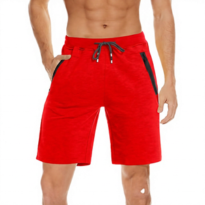 Pantalones cortos tipo bermuda de punto de color liso para hombre con cordón en la cintura y bolsillos, ropa informal - Product Image 5