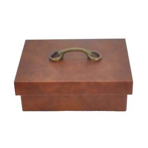Luxury <b>Brown</b> <b>Box</b> With Silver Horse Bit Handle Decorative <b>Storage</b> Boxes & Bins Latest Arrival Genuine Leather Gift <b>Box</b> Customize - Product Image 6