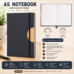Carnet d'écriture scolaire A5 Premium avec fermeture à rabat métallique, couverture en PU, papier ligné 80 g/m², marque-page en ruban, agenda relié rigide - Product Image 5