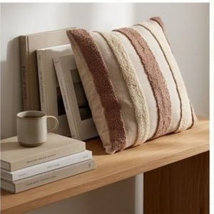 Striped Linen Cotton <b>Throw</b> Pillow Cover Square Washable Minimalist Design <b>Beige</b> Brown Tone Decorative Cushion For Bulk Supply - Product Image 6